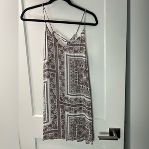 Orange/Navy Patterned Tie Back Dress